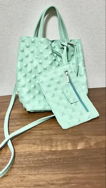 새상품 미사용 BORSE IN PELLE 가죽 숄더백 민트 그린