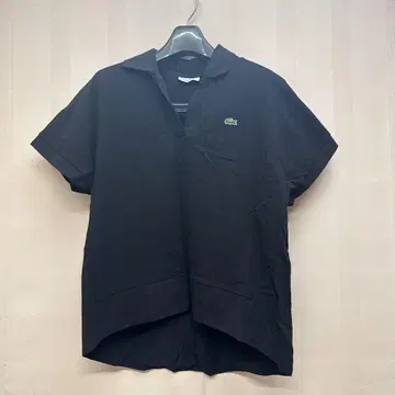 LACOSTE 스키퍼넥 밑단 리브 피케 셔츠 블랙 사이즈 38