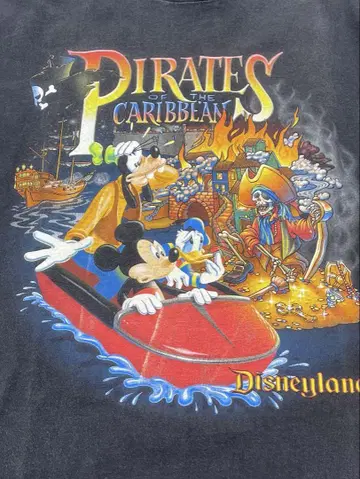 구제 의류 90s 디즈니 파이리츠 오브 카리브해 반팔 셔츠 그레이 블랙