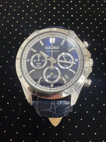 SEIKO 크로노그래프 새상품급 손목시계 네이비