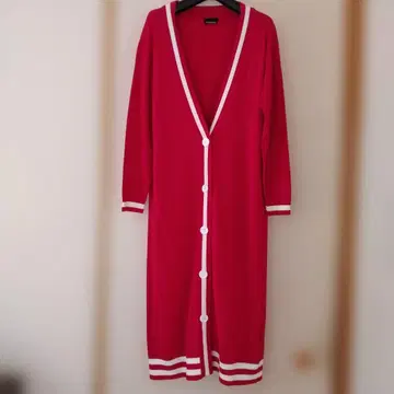 가격 인하 ERMANNO SCERVINO 빨간색 버튼 롱 가디건