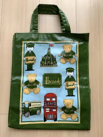 Harrods 그린 컬러 토트백 테디베어