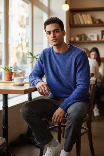 가을/겨울 ZANONE 자노네 5G 크루넥 니트 48 블루