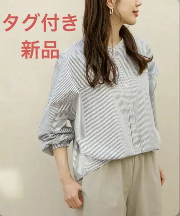 프론트 턱 밴드 카라 셔츠 서니 라벨