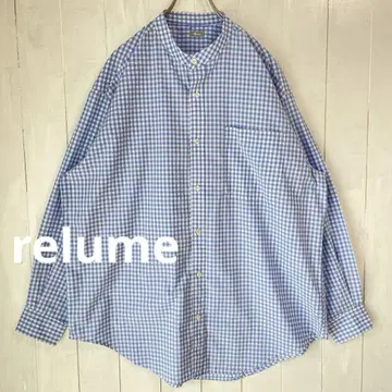 relume 밴드 카라 루즈 실루엣 깅엄 체크 셔츠 L 사이즈