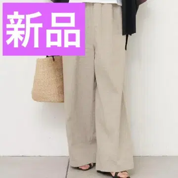 새상품 BEARDSLEY 비어즐리 허리 리브 린넨 팬츠 베이지 M