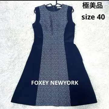미사용급 폭시 FOXEY 무릎 기장 원피스 트위드 A라인