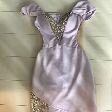 Angel R 연보라 비쥬 자수 드레스