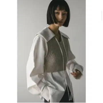 스타일 믹서 빅 칼라 베스트 레이어드 셔츠