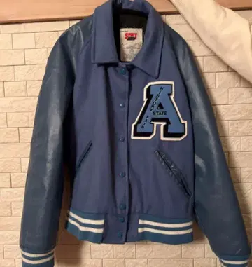 블루 바시티 자켓 아우터 빈티지