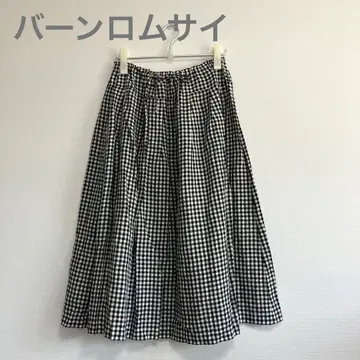 [ banromsai ] 깅엄 체크 린넨 턱 스커트