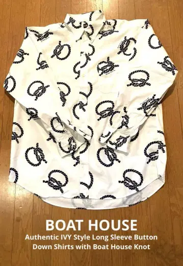 BOAT HOUSE 로프워크 패턴 정통 아이비 스타일 버튼 다운 셔츠