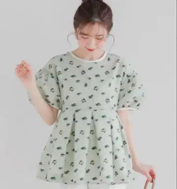Fitmore 시어 자카드 꽃무늬 파이핑 상의