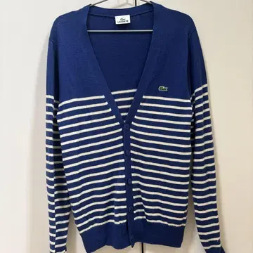 LACOSTE 네이비 보더 가디건 사이즈 2