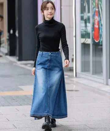 뮤닉 munich 데님 맥시 스커트 M