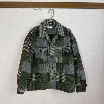 ZARA 올리브 그린 체크 무늬 자켓 M