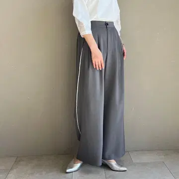 CYAN TOKYO 스파이럴 라인 2턱 와이드 팬츠 그레이 프리