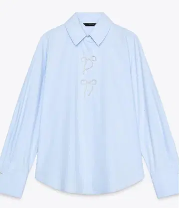 ZARA 모조 진주 포플린 셔츠