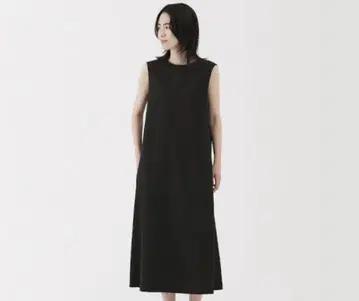 무인양품 MUJI 바람이 통하는 스트레치 축구 슬리브리스 원피스 S 블랙