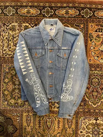 80s wrangler made in USA 페인트 데님 자켓