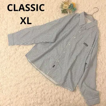 CLASSIC 셔츠 스트라이프 패턴 오버 사이즈 빅 블루 XL
