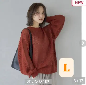 mysacloset 다나카 리나 메쉬 니트 풀오버 오렌지 시마무라 L