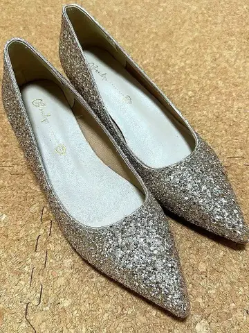 글리터 골드 x 실버 스틸레토 펌프스 24.5cm