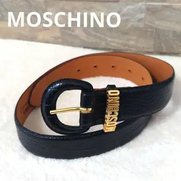 [새상품급] MOSCHINO 크로커다일 패턴 가죽 골드 금장 장식 벨트