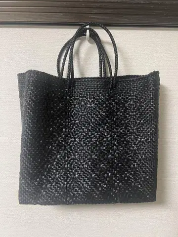 블랙 뜨개질 토트백