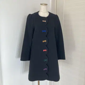 프랑슈리페 블랙 롱 코트 무릎 기장