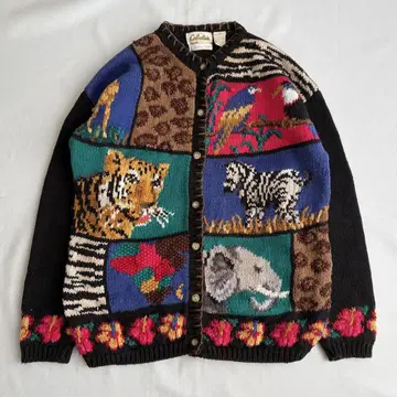 [ 90s ] Cabelas 카벨라스 라미 코튼 니트 애니멀 가디건