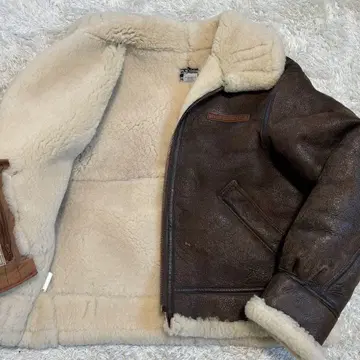 새상품급 아비렉스 LTD 무스탕 보아 B-3 자켓 브라운 42