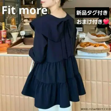 택 포함 fitmore 핏모어 백리본 펄 버튼 페플럼 블라우스