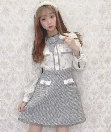 Swankiss SK 패턴 트위드 원피스 그레이