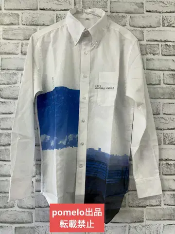 그래픽 프린트 버튼 다운 셔츠 셔츠입니다 남성