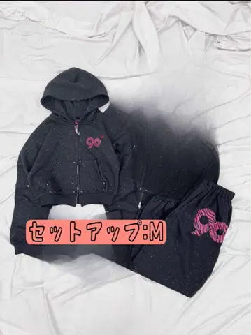 9090 girl Logo Glitter 셋업