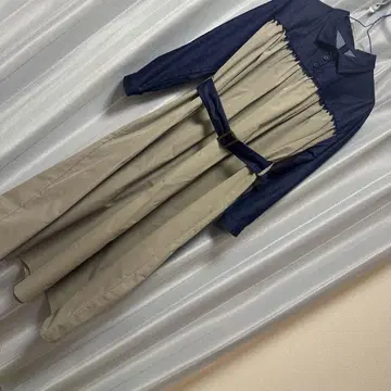 클리어 데님 x 카키 원피스