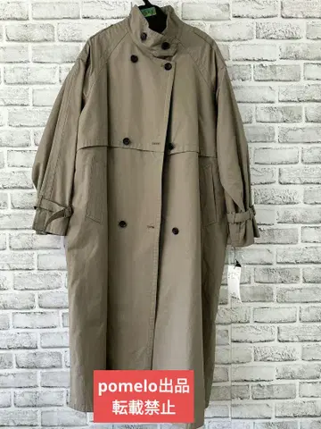 베이지 롱 코트 트렌치 코트풍 오버 코트 레이디스