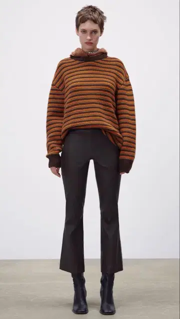 ZARA 라무 가죽 팬츠 다크 브라운 자라 XS