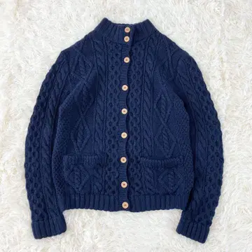 팰리시 케이블 니트 가디건 긴팔 네이비 울 100%