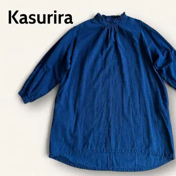 kasurira 카스리라 프릴 넥 다크 블루 튜닉