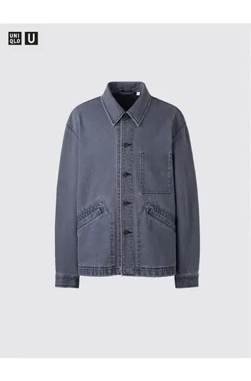 유니클로U 오버사이즈 컬러 데님 자켓 L 그레이 UNIQLO U