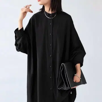 안티카 antiqua 밴드 카라 스트라이프 셔츠 블랙