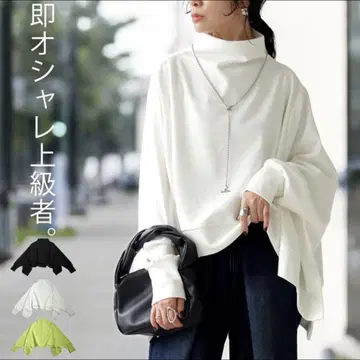 antiqua 하이넥 숏 기장 분또 와이드 상의