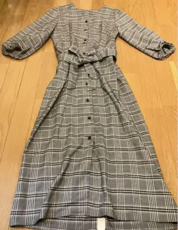 ViS color your closet 체크 무늬 반팔 롱 원피스