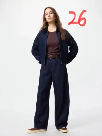 UNIQLO 배기 커브 진 네이비 26