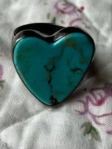 스털링 실버 터콰이즈 하트 반지 빈티지