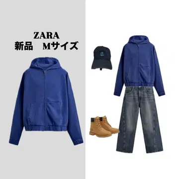 ZARA 블루 집업 후드티 L