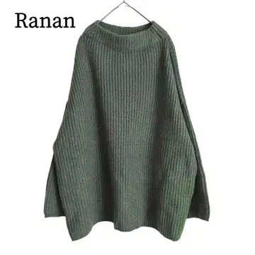 2651 새상품급 Ranan 라난 모크넥 니트 그린 계열 L