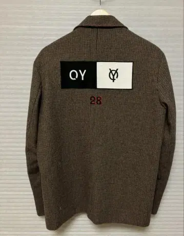 QY 체크 무늬 테일러드 자켓 한국 스트릿 브라운 가을